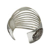 Grace Silver, Wide Bracelet, Split Design, Stamping, Navajo Handmade, 7"
