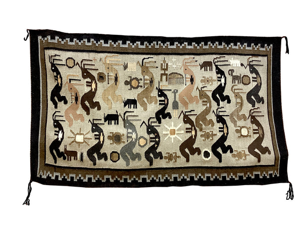 Esther Etcitty, Kokopelli Pictorial, Navajo Handwoven Rug, 67” x 40”