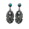 Gabrielle Yazzie, Earrings, Stamp, Pop-out, Kingman Turquoise, 2 3/4"