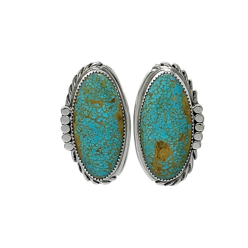 Delores Cadman, Earrings, Kingman Turquoise, Navajo, 1 1/2