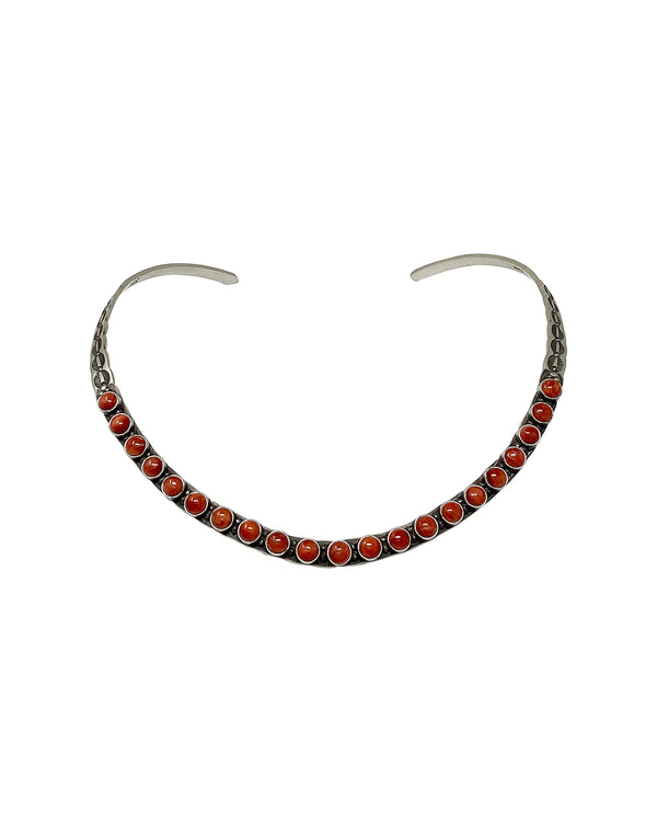 Herman Smith, Necklace, Red Spiny Oyster, Stamping, Navajo Handmade, 5