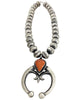 Chris Hale, Necklace, Silver Beads, Orange Spiny Oyster Shell, Navajo Made, 19"