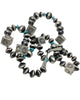 Tylena Nez, Necklace, Earrings, Silver Beads, Turquoise, Navajo Handmade, 32"