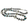 Tylena Nez, Necklace, Earrings, Silver Beads, Turquoise, Navajo Handmade, 32"