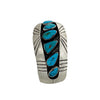 Navajo Handmade Bracelet, Morenci turquoise, 7 stone shadow box, Circa 1970s, 6 3/8"