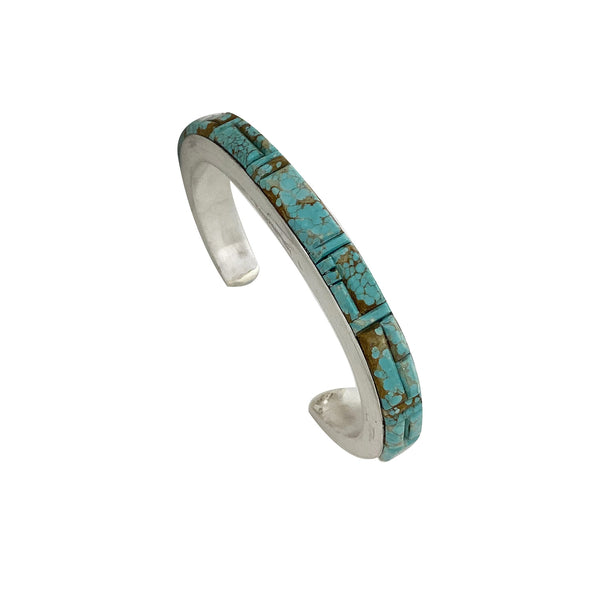 Melvin Francis, Bracelet, Number 8 Turquoise Inlay, Narrow, Sterling, Navajo, 6 7/8