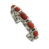 Joelias Draper, Row Bracelet, Sterling Silver, Coral, Navajo Made, 6 3/8"