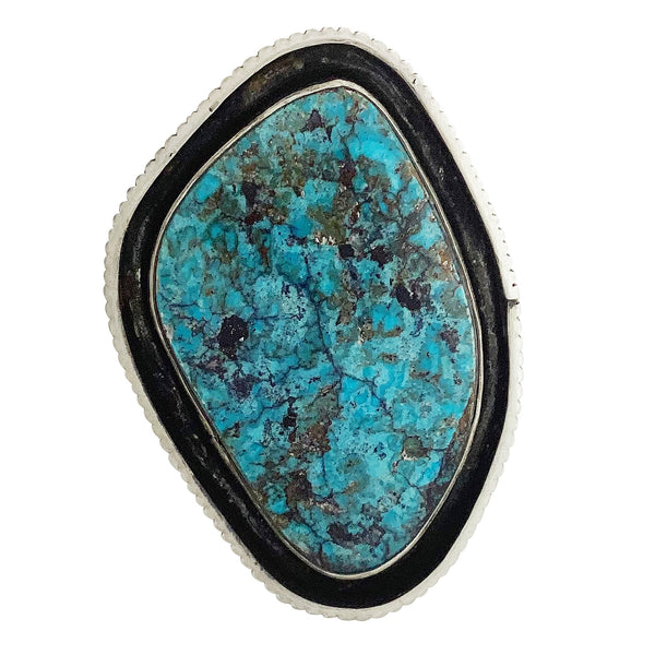 Julian Chavez, Ring, Morenci Turquoise, Shadow Box, Navajo Handmade, 8
