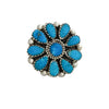 Juspert Wilson, Ring, Kingman Turquoise, Cluster, Navajo, Silver, 8 3/4"