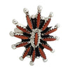 Gerald Etsate, Ring, Mediterranean Coral, Needlepoint, Zuni Handmade, 6 1/2