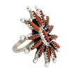 Gerald Etsate, Ring, Mediterranean Coral, Needlepoint, Zuni Handmade, 6 1/2
