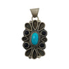 Marcella James, Pendant, Turquoise, Black Onyx, Navajo Handmade, 1 5/8"