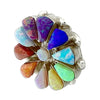 Stephanie Johnson, Earring, Blossom, Multi Color Opal, Navajo Handmade, 5/8"