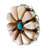Stephanie Johnson, Earring, Blossom, Turquoise, Shell, Navajo Handmade, 5/8"