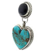 Geraldine James, Earrings, Kingman Turquoise, Onyx, Navajo Handmade, 1 1/2"