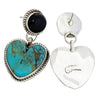 Geraldine James, Earrings, Kingman Turquoise, Onyx, Navajo Handmade, 1 1/2"