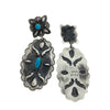 Glenn Livingston, Earrings, Four Directions, Turquoise, Navajo Handmade, 3 3/8"