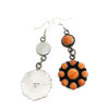 Devin Brown, Dangle Earrings, Orange Spiny Oyster Shell, Navajo Handmade, 3"