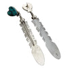 Ernest Rangel, Feather Earrings, Kingman Turquoise, Heart, Navajo Made, 4 3/8"