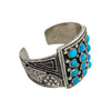 Delbert Arviso, Tufa Cast Bracelet, Kingman Turquoise, Navajo Handmade, 6 1/2"
