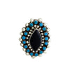 Darlene Begay, Cluster Ring, Black Onyx, Sleeping Beauty Turquoise, Navajo, Adjustable