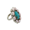 Geraldine James, Ring, Cluster, Turquoise, Pink Concho, Navajo Made, Adjustable