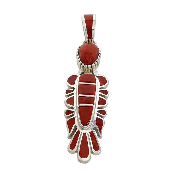 Vernon Haskie, Pendant, Ancient Man Inspired Coral Pendant, Navajo, 4