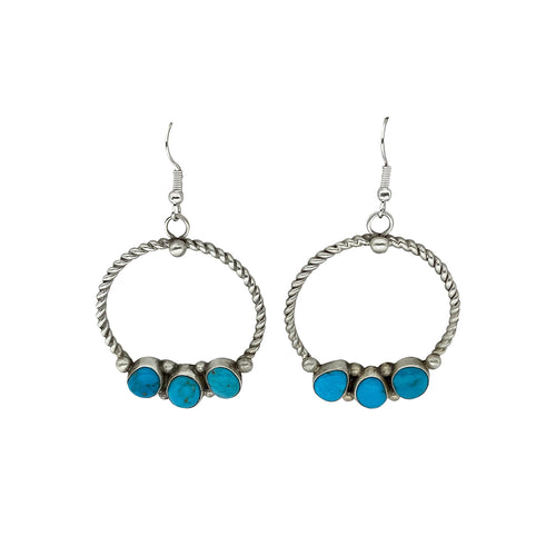 Natasha James, Earrings, Kingman Turquoise, Navajo Made, 2 3/8