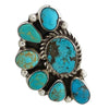 Geraldine James, Cluster Ring, Mixed Turquoise, Navajo Handmade, 8 3/4