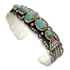 Darrell Cadman, Bracelet, Kingman Turquoise, Stamping, Navajo Handmade, 6 1/2"