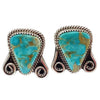 Phillip Yazzie, Earring, Kingman Turquoise, Silver, Navajo Handmade, 15/16"