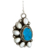 Chris Etsitty, Dangle Earring, Turquoise, White Shell, Navajo Handmade, 2”