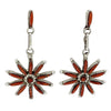 Yvette Kaamasee, Dangle Earrings, Mediterranean Coral, Needlepoint, Zuni, 2 1/4"