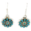 Joan Bia, Earring, Kingman Turquoise, Cluster, Silver, Navajo Handmade, 1 5/8"