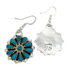Joan Bia, Earring, Kingman Turquoise, Cluster, Silver, Navajo Handmade, 1 5/8"