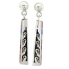 Lonn Parker, Earrings, Multi Stone Inlay, Silver Overlay, Navajo Made, 2 5/8"