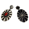 Julian Chavez, Earrings, Mediterranean Coral, Button, Navajo Handmade, 1 15/16"