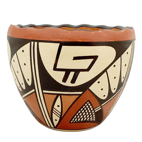 Stetson Setalla, Bowl, Hand Coiled Pottery, Hopi Handmade, 4 1/2
