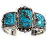 Freddie Maloney, Bracelet, Kingman Turquoise, Old Style, Navajo Handmade, 6 3/4"