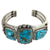 Freddie Maloney, Bracelet, Kingman Turquoise, Old Style, Navajo Handmade, 6 3/4"