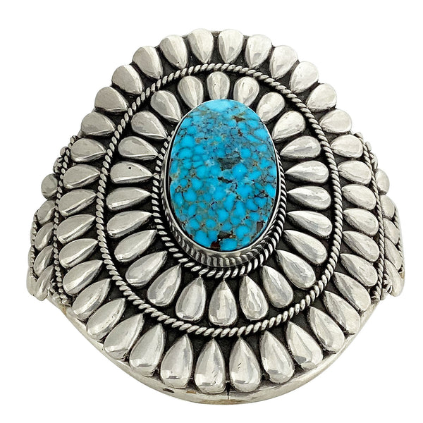 Thomas Jim, Bracelet, Kingman Turquoise, Cluster, Navajo Handmade, 6 15/16