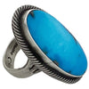 Julian Chavez, Ring, Persian Turquoise, Sterling Silver, Navajo Handmade, 9 1/2