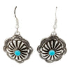 Jenny Blackgoat, Earrings, Silver, Turquoise, Dangles, Navajo Handmade, 1 15/16"
