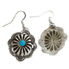Jenny Blackgoat, Earrings, Silver, Turquoise, Dangles, Navajo Handmade, 1 15/16"