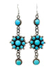 Devin Brown, Cluster Earrings, Kingman Turquoise, Dangles, Navajo Handmade, 3 3/4"