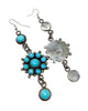 Devin Brown, Cluster Earrings, Kingman Turquoise, Dangles, Navajo Handmade, 3 3/4"