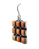 Ernest Rangel, Earrings, Square stones, Orange Spiny Oyster Shell, Navajo Handmade, 1 1/2"