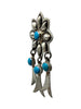 Navajo, Earrings, Circa 1990s, Kingman Turquoise, Flower, Navajo, 2"