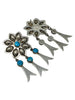 Navajo, Earrings, Circa 1990s, Kingman Turquoise, Flower, Navajo, 2"