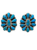 Wilson Family, Earrings, Kingman Turquoise, Cluster, Navajo, 1 1/4"